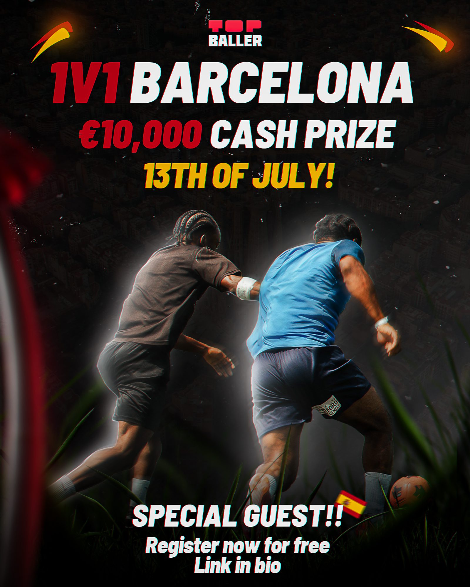 EVENT POSTPONED - RESCHEDULED DATE SOON - Barcelona 1V1s for €10,000